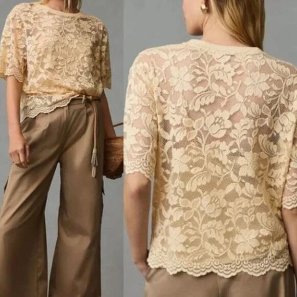 Dolan Anthropologie Lace Top Boxy Romantic Victorian Boho Western Granny Cottage - Picture 10 of 10